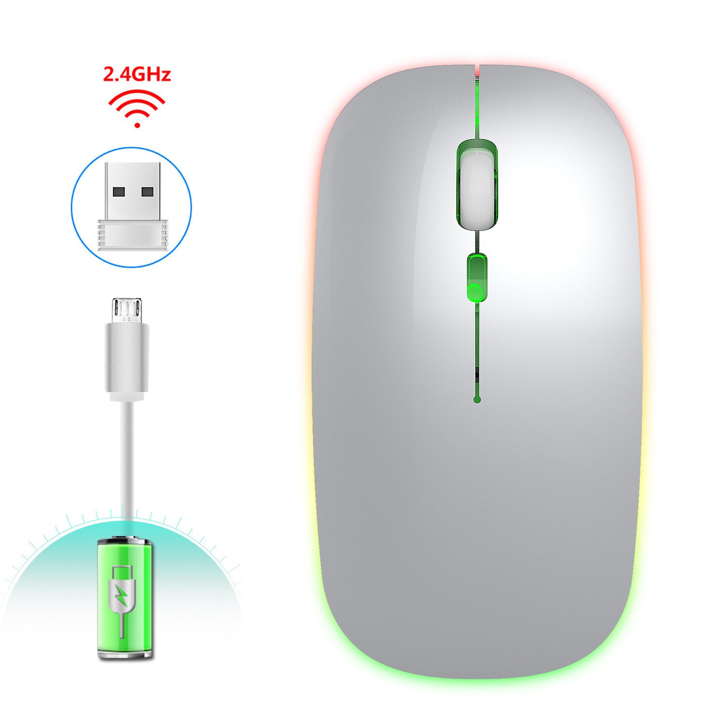 2.4G Colorful Luminous Wireless Mouse Silent Laptop Desktop Office Mouse