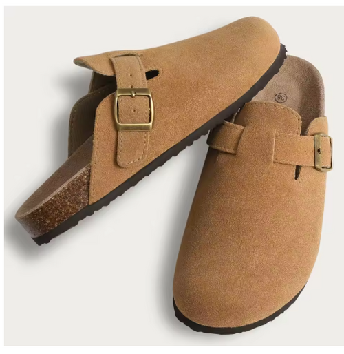 Summer Suede Clogs Slippers Women Clogs Slippers Outdoor Nonslip Beach Sandals UnisexCork Clogs Slippers With Adjustable Buckle