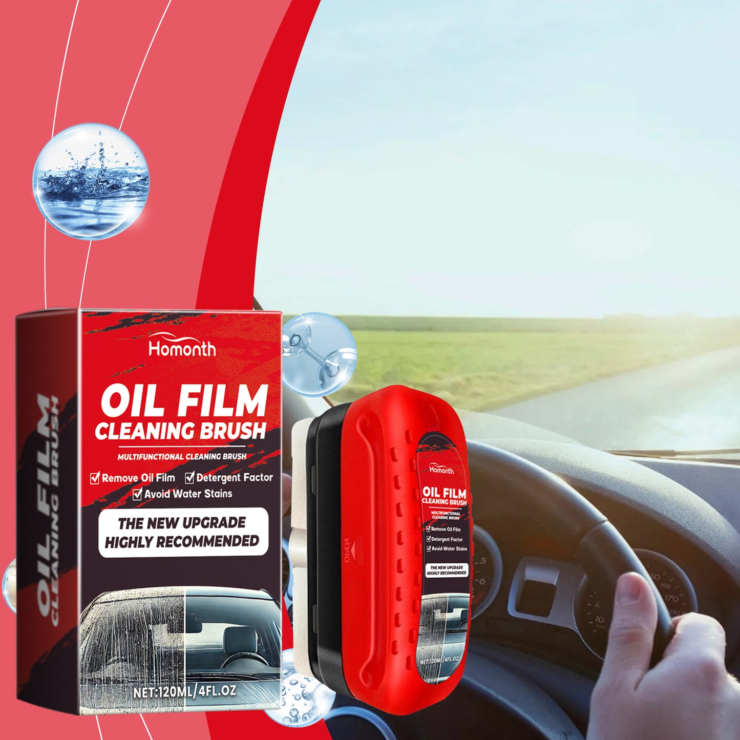 Homonth Car Windscreen Cleaner Windscreen Refurbishment Decontamination Cleaning Oil Film Cleaner