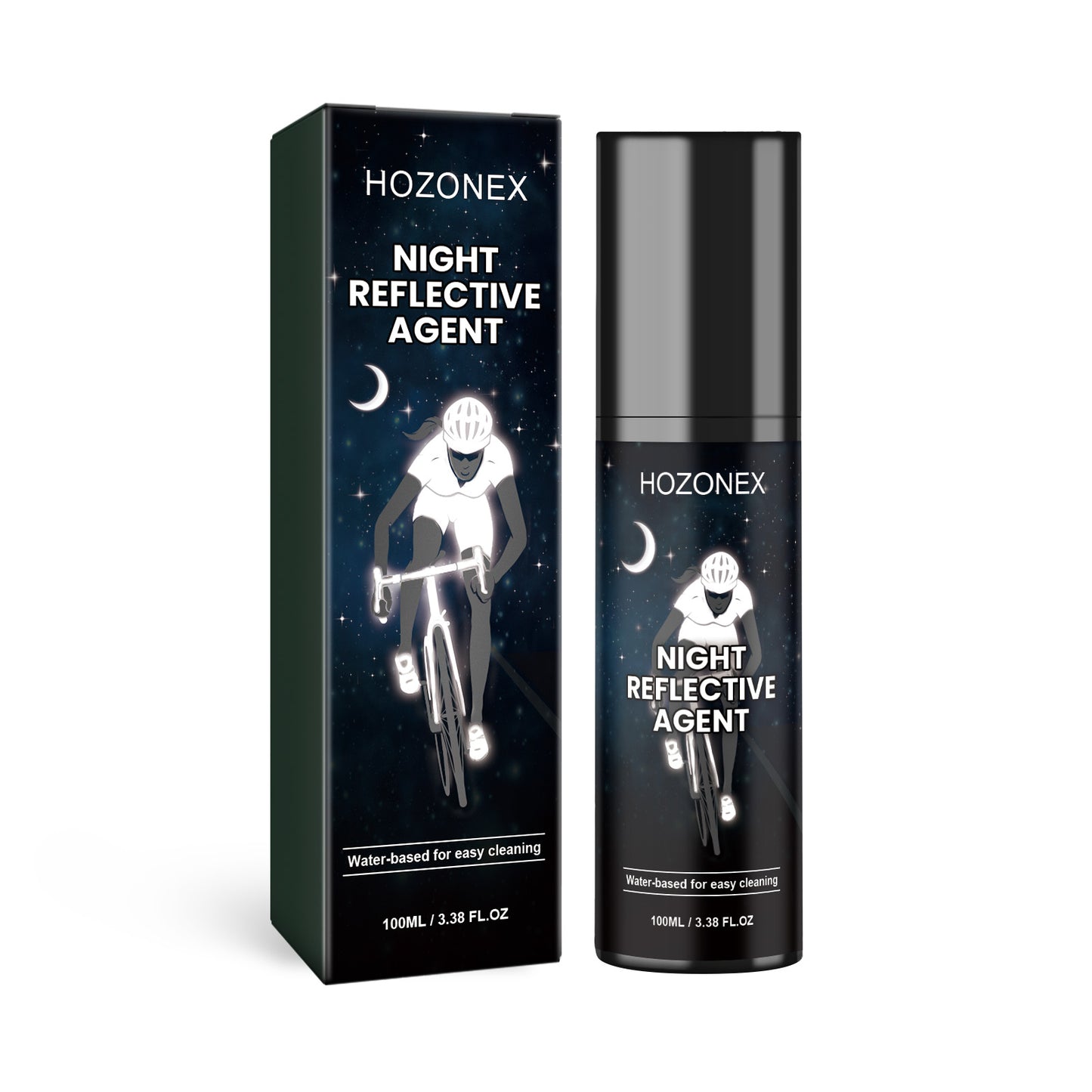 Hozonex Night Reflective Spray, Bicycle Clothing Glow-In-The-Dark Warning Signs Environmental Fluorescent Night Spray