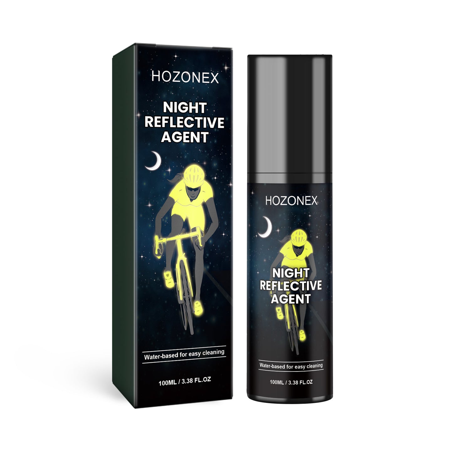 Hozonex Night Reflective Spray, Bicycle Clothing Glow-In-The-Dark Warning Signs Environmental Fluorescent Night Spray