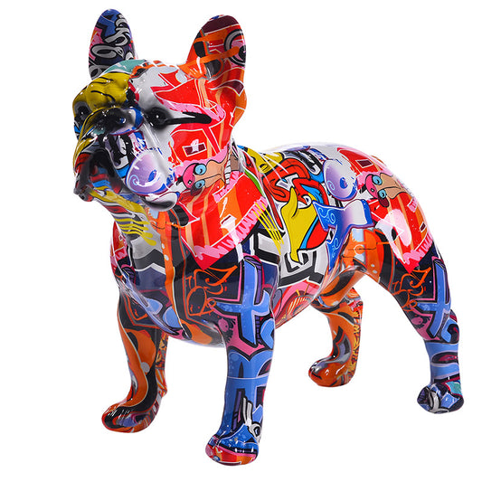 Colorful Bulldog Resin Crafts Decoration Living Room Office Entrance Desktop Home Soft Decoration