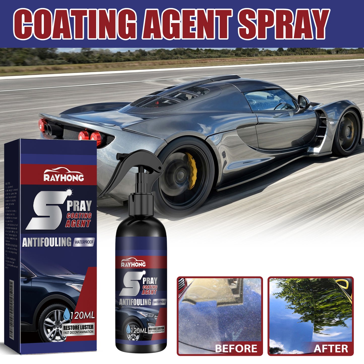 Rayhong Coating Agent Spray, Maintenance Paint Decontamination Blackening Brightening Automotive Coating Nano Coating Spray