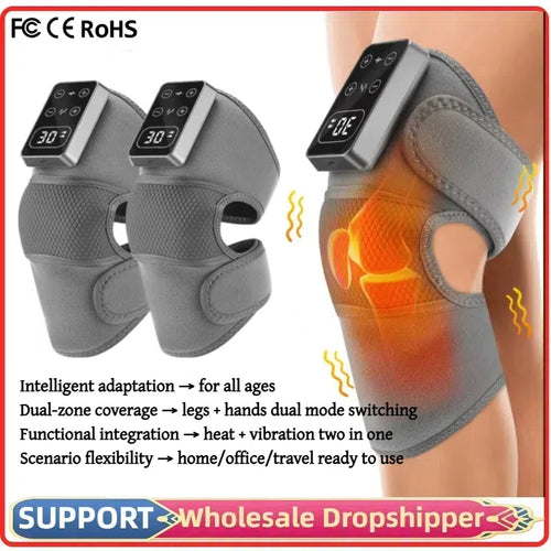 Electric Knee Massager with 3 Levels of Vibration And 5 Levels of Hot Compression Heated Leg Joint Muscle Relaxing Knee Pad