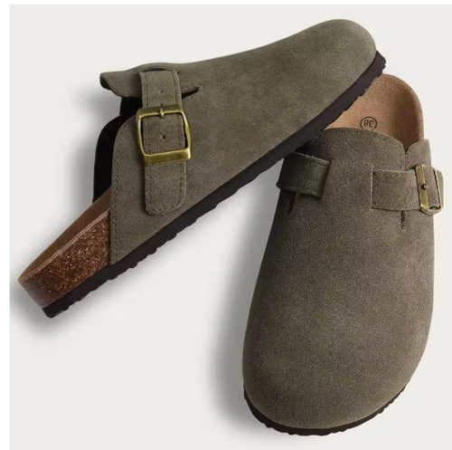 Summer Suede Clogs Slippers Women Clogs Slippers Outdoor Nonslip Beach Sandals UnisexCork Clogs Slippers With Adjustable Buckle